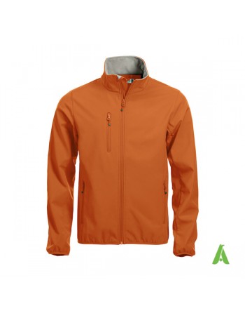 Orange Softshelljacke für Männer, individuell gestickter Stickerei für Unternehmen, Sport und Promotion.