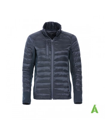 Doudoune légère pour hommes couleur bleue, poches pour écouteurs et personnalisable avec broderie ou ecusson cousu.