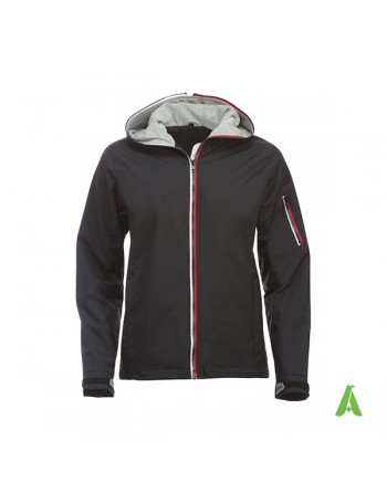 Damen schwarze Farbe Jacke im nautischen Stil, wind- und wasserabweisend mit individueller Stickerei, für Meer und Sport.
