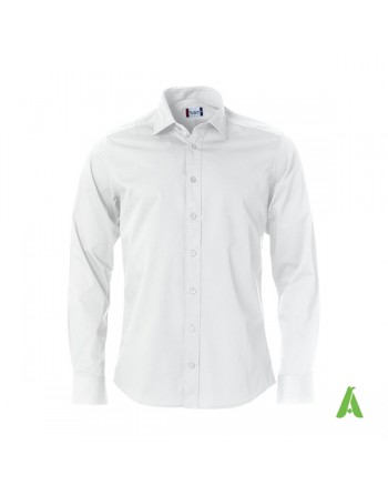 Man regular fit white color shirt, Twill 100% cotton with custom embroidery for companies, meetings and fairs.