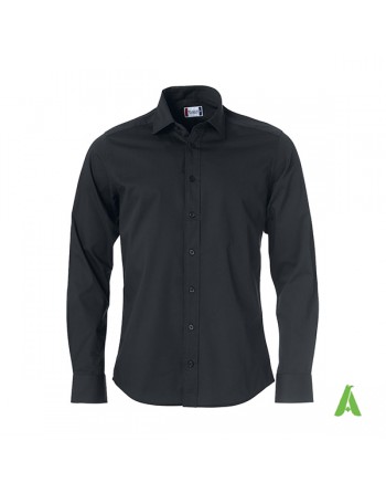 Man regular fit black color shirt, Twill 100% cotton with custom embroidery for companies, meetings and fairs.