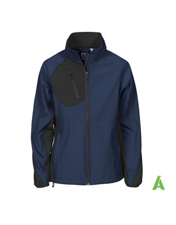 Giacca_softshell_donna_colore blu navy_triplo_strato_traspirante_impermeabile_personalizzata_per_aziende.