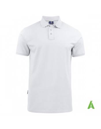 Polo da lavoro manica corta , tessuto stratch colore bianco con ricamo per aziende