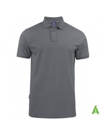 Polo da lavoro manica corta , tessuto stratch colore grigio scuro con ricamo per aziende