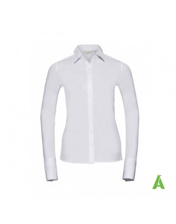 Camicia bianca donna maniche lunghe, acquistabile neutra o con ricamo personalizzato