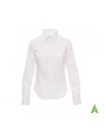 Camicia da donna elasticizzata, maniche lunghe. Acquistabile neutra o con ricamo personalizzato.
