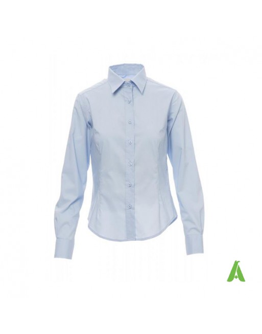 Camicia da donna elasticizzata, maniche lunghe. Acquistabile neutra o con ricamo personalizzato.