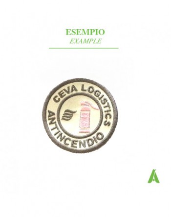 Art.P800 Patchs-logos ignifugés ignifuges brodés avec logo personnalisé sur demande.