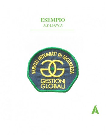 Art. P800 Parches-logotipos ignífugos ignífugos bordados con logo personalizado bajo pedido.