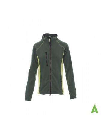Pile bicolore da donna colore verde e lime per aziende, con ricamo personalizzato.