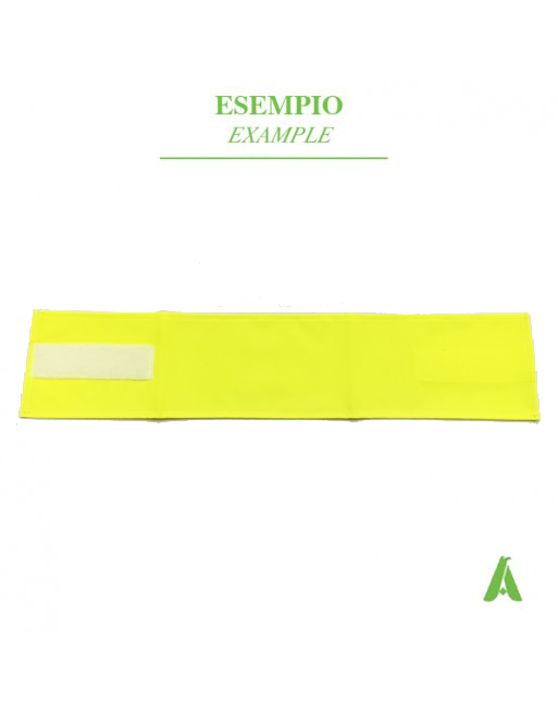 Fascia per braccio, colore giallo alta visibilita' fluorescente, neutra senza logo, regolabile con velcro.