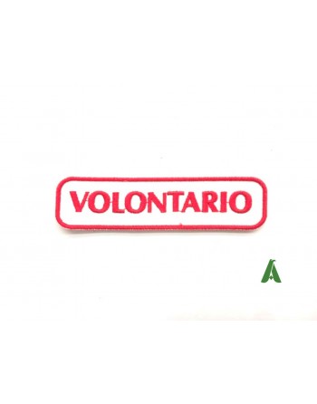 Patch-badge embroidered "Volunteer" to sew on uniform for health workers or associations.