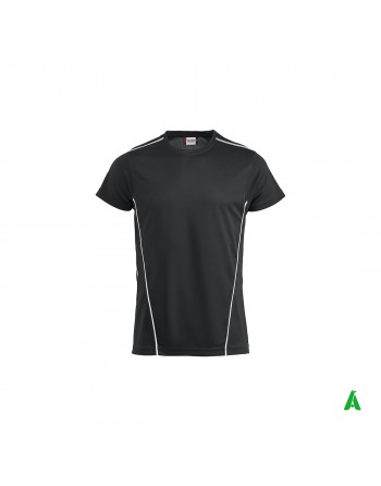 Maglietta t-shirt in tessuto tecnico sportivo traspirante, unisex colore nero