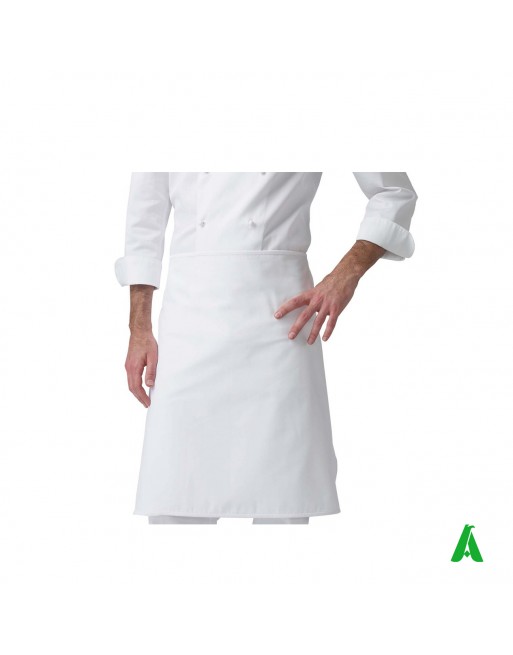 Grembiule da chef semplice con lacci in vita dietro bianco h.60 cm unisex