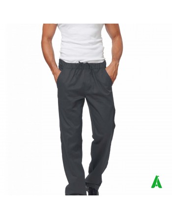 Pantaloni grigi da chef con elastico e tasche, personalizzabile con ricamo fino a 9 colori