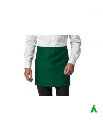 Grembiule verde corto unisex antimacchia, personalizzabile con ricamo fino a 9 colori.
