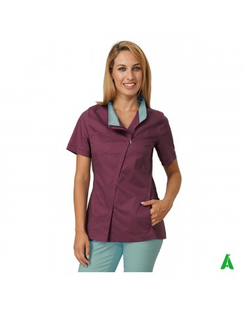 Casacca per beauty & wellness bordeaux, personalizzabile con ricamo fino a 9 colori.