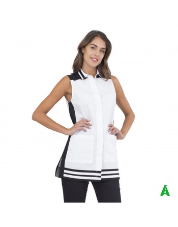Scamiciato per beauty & wellness bianco, personalizzabile con ricamo fino a 9 colori.