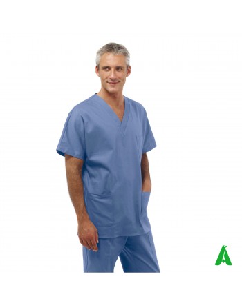 Casacca da medico unisex personalizzabile con stampa o ricamo fino a 9 colori, colore azzurra 100% cotone