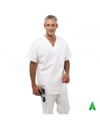 Casacca da medico unisex personalizzabile con stampa o ricamo fino a 9 colori, colore bianco 100% cotone