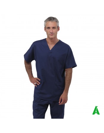 Casacca da medico unisex personalizzabile con stampa o ricamo fino a 9 colori, colore blu 100% cotone