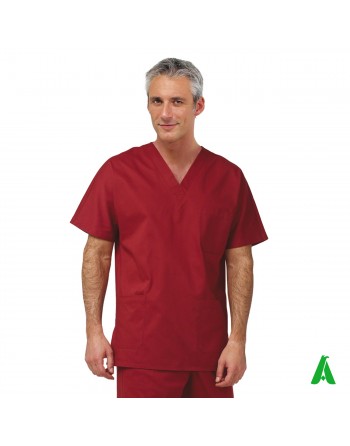 Casacca da medico unisex personalizzabile con stampa o ricamo fino a 9 colori, colore bordeaux 100% cotone