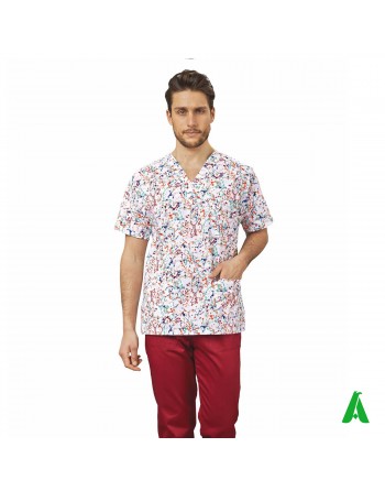 Casacca da medico unisex personalizzabile con stampa o ricamo fino a 9 colori, colore fantasy 100% cotone