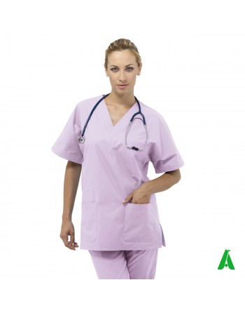 Casacca da medico unisex personalizzabile con stampa o ricamo fino a 9 colori, colore lilla 100% cotone
