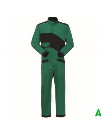 Tuta da lavoro per officine e industrie personalizzabile con ricamo fino a 9 colori del proprio logo, colore verde e nero