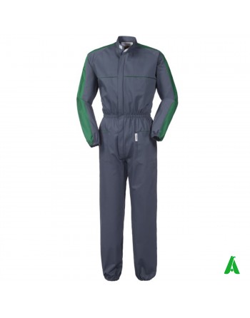 Tuta da lavoro per officine e industrie personalizzabile con ricamo fino a 9 colori del proprio logo, colore verde e grigio