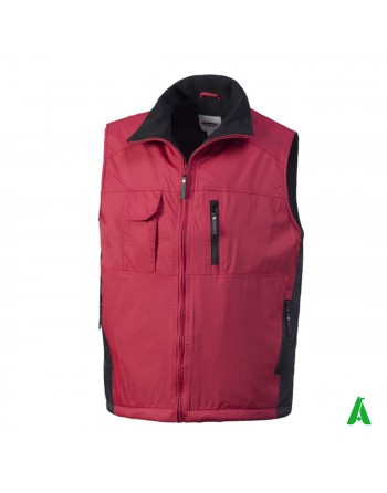 Gilet imbottito per industrie, dipendenti e operai, personalizzabile con ricamo o stampa, colore rosso