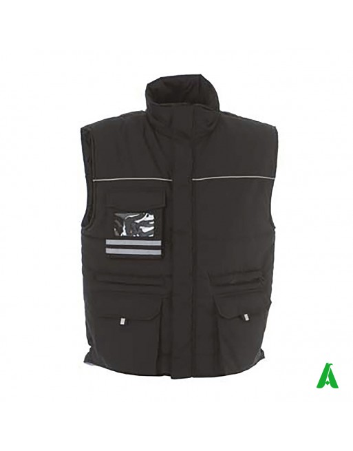 Gilet imbottito per industrie, dipendenti e operai, personalizzabile con ricamo o stampa, colore nero