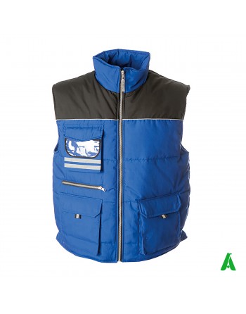 Gilet imbottito per industrie, dipendenti e operai, personalizzabile con ricamo o stampa, colore blu