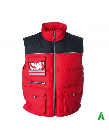 Gilet imbottito per industrie, dipendenti e operai, personalizzabile con ricamo o stampa, colore rosso
