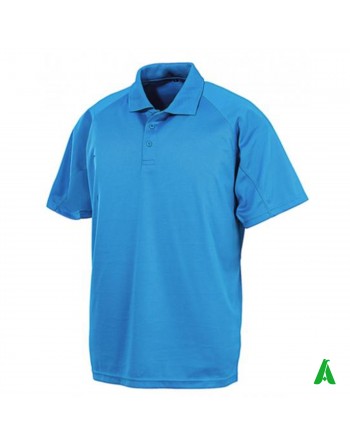 Polo shirt in breathable sports technical fabric, unisex light blue, customizable with print or embroidery