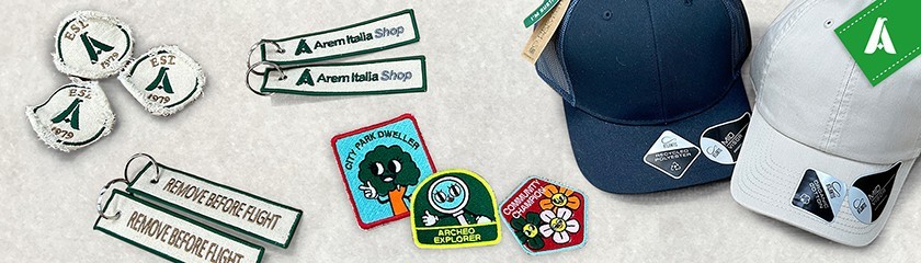 Eco sustainable Gots textile, caps, and keychains by |Arem Italia